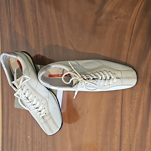 Prada, white leather driving shoes. Worn once, in great condition size 9. - Picture 6 of 7